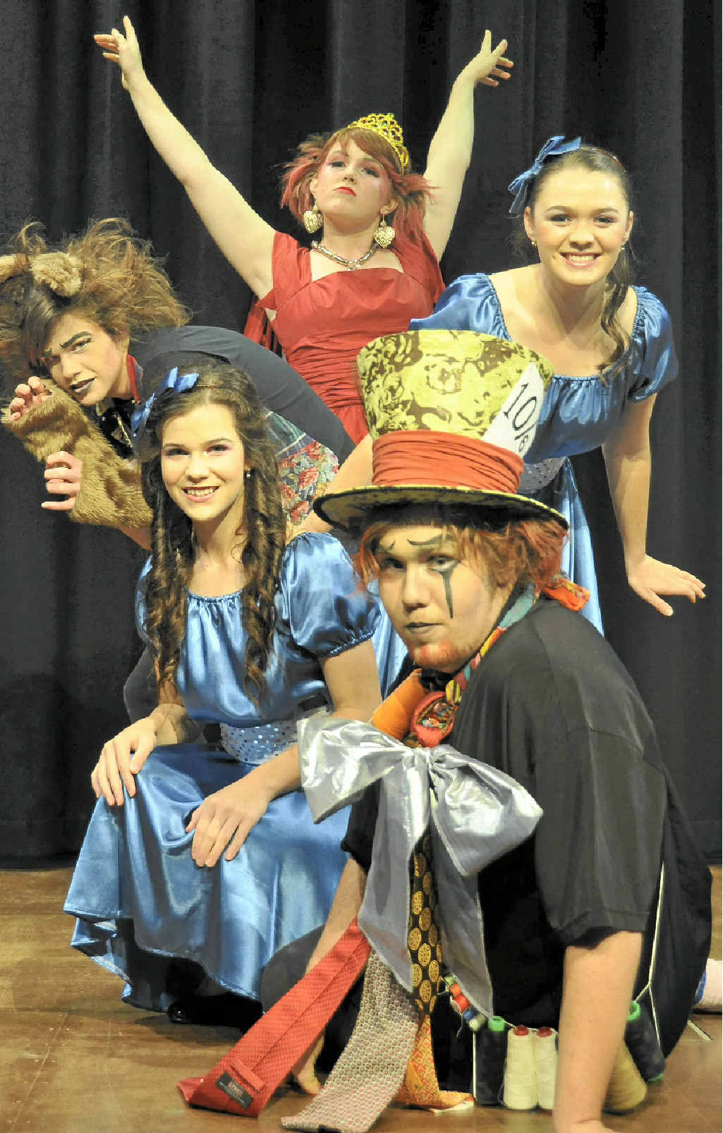 (Clockwise from back) Lauren Yuile, Ruby Doolan, Sequoya Stubbings, Imogen Sloss and Clancy Wall will take the stage this Friday and Saturday for Alice in Wonderland and Through the Looking Glass.
